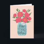 Happy 50th Birthday Niece w/ Mason Jar of Flowers Card<br><div class="desc">A mason jar filled with a gorgeous bunch of peonies and white flowers with the hand lettered words 'For my niece' on the tag and 'Happy 50th Birthday' on the mason jar. The perfect birthday card to celebrate your niece's birthday! © Ness Nordberg</div>