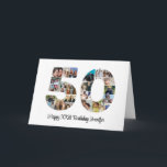 Happy 50th Birthday Number 50 Custom Photo Collage Card<br><div class="desc">Mark fifty years of wonderful memories and adventures with this captivating 50th Birthday Number Photo Collage. This customisable template is the perfect blend of creativity and sentiment, allowing you to create a truly memorable gift for your loved one's special day. Capture the essence of incredible years in a single masterpiece...</div>