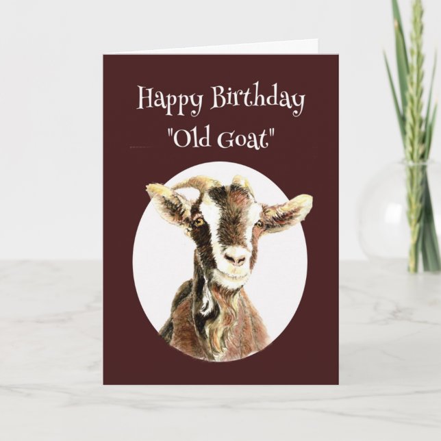 Happy 50th Birthday Old Goat "Over the Hill" Humor Card (Front)