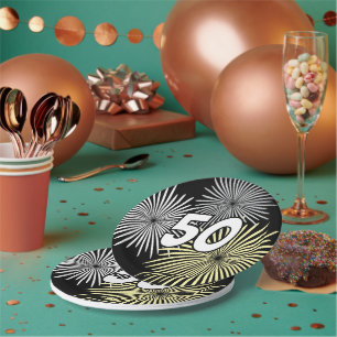 Happy 50th Birthday party fireworks custom Paper Plate