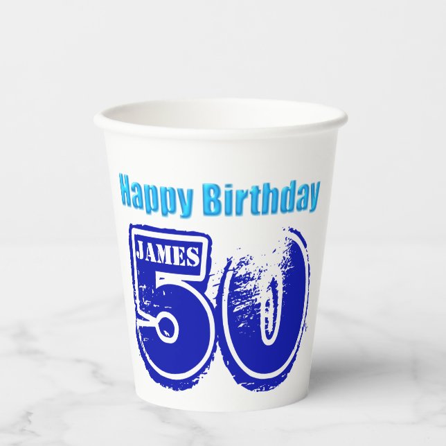 Happy 50th Birthday Personalised Paper Cup (Front)