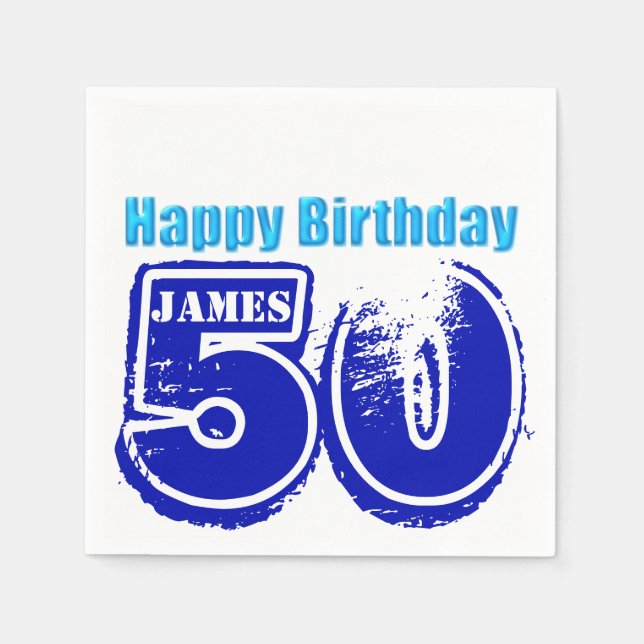 Happy 50th Birthday Personalised Paper Napkins (Front)