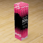 Happy 50th Birthday pink girlie wine box<br><div class="desc">Bright pink,  white and black girlie birthday gift box for wine or other drinks. Reads Happy 50th Birthday Eleanor Vintage 1965,  customise with your own birthday girls name and age. Graphic pattern and design by Sarah Trett.</div>