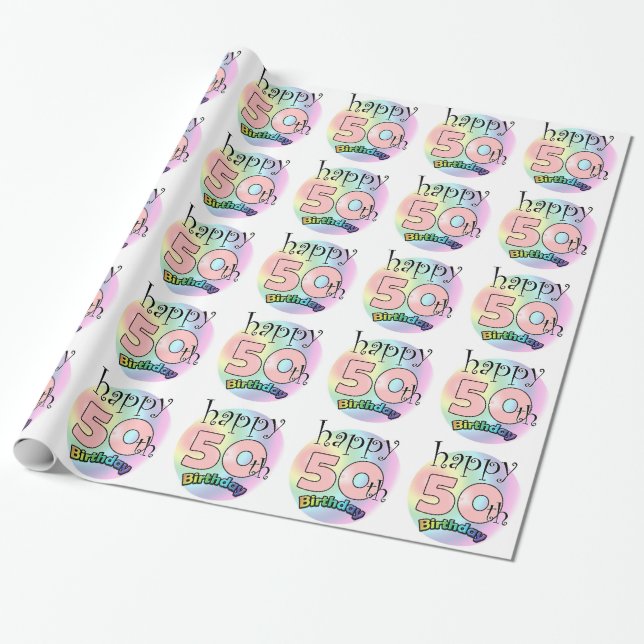 Happy 50th Birthday (roze) Wrapping Paper (Unrolled)