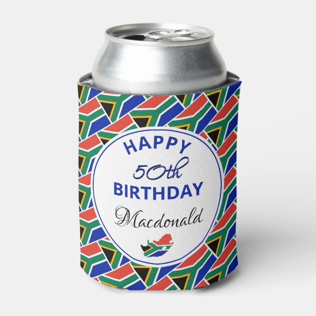 HAPPY 50th BIRTHDAY South Africa Custom Keepsake Can Cooler (Can Front)