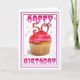 Happy 50th Birthday sweet cup cake Card