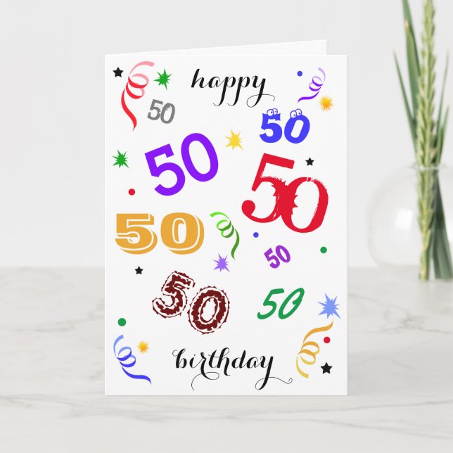 Happy 50th Birthday – Wowza! Folded Greeting Card (Front)