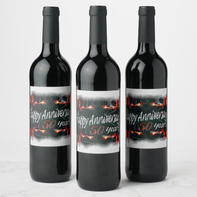 Happy (50th)Customised Anniversary Wine Label (Bottles)