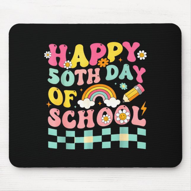 Happy 50th Day Of School Retro Teacher Students Sm Mouse Mat (Front)