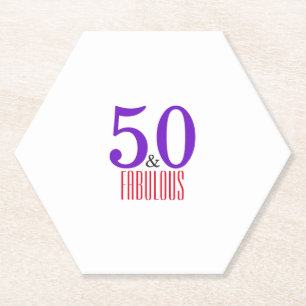 Happy 50th fabulous birthday party paper coaster