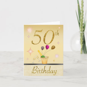 Happy 50th Gold Glamours Birthday Card
