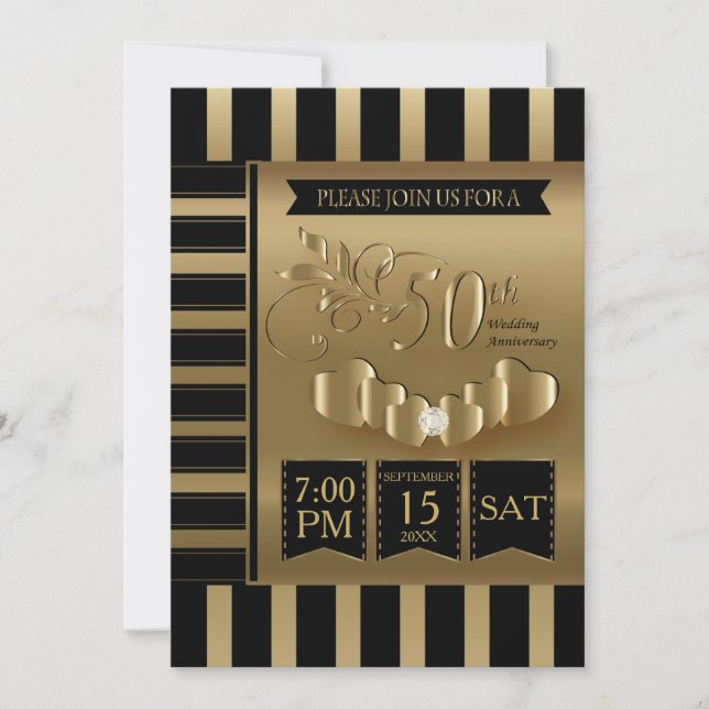 Happy 50th Golden Anniversary  Invitation (Front)