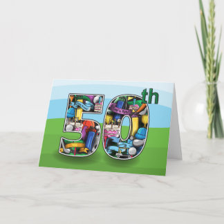 Happy 50th Golf themed birthday design Card