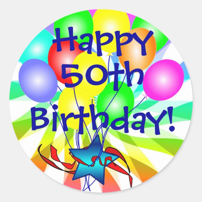 Happy 50th or ? Festive Birthday Stickers (Front)