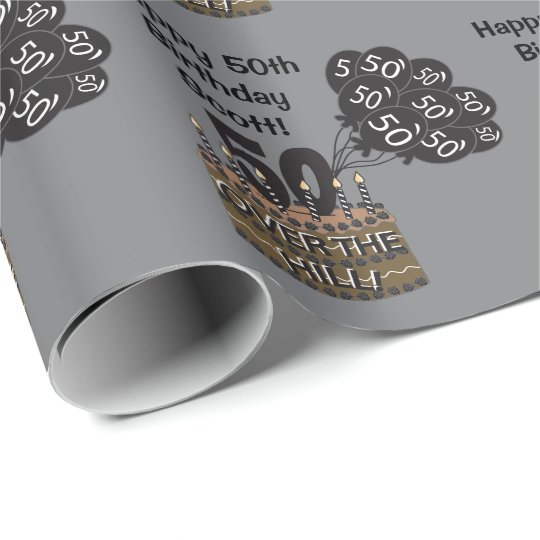 Happy 50th Personalise Birthday Wrapping Paper Zazzle.co.uk