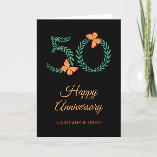 Happy 50th Wedding Anniversary Butterfly Card (Front)