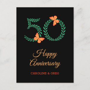 Happy 50th Wedding Anniversary Butterfly Postcard