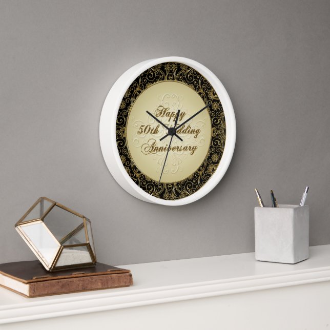 Happy 50th Wedding Anniversary Clock (Office)