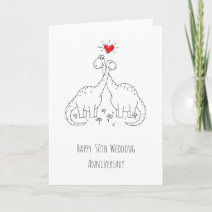 Happy 50th Wedding Anniversary Couple Dinosaurs Card