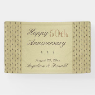 Happy 50th Wedding Anniversary Floral Gold Modern Banner