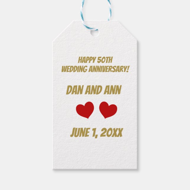 Happy 50TH Wedding Anniversary  Gift Tags (Front)