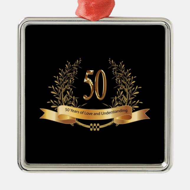 Happy 50th Wedding Anniversary Gifts Metal Tree Decoration (Front)
