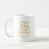 Happy 50th Wedding Anniversary Gold Typography
