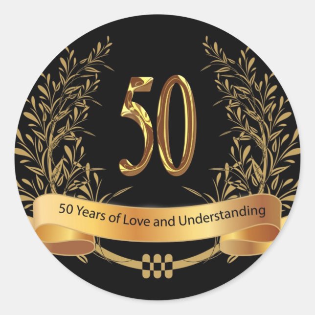 Happy 50th Wedding Anniversary Greeting Cards Classic Round Sticker (Front)