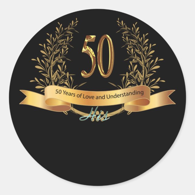 Happy 50th Wedding Anniversary Greeting Carts Classic Round Sticker (Front)
