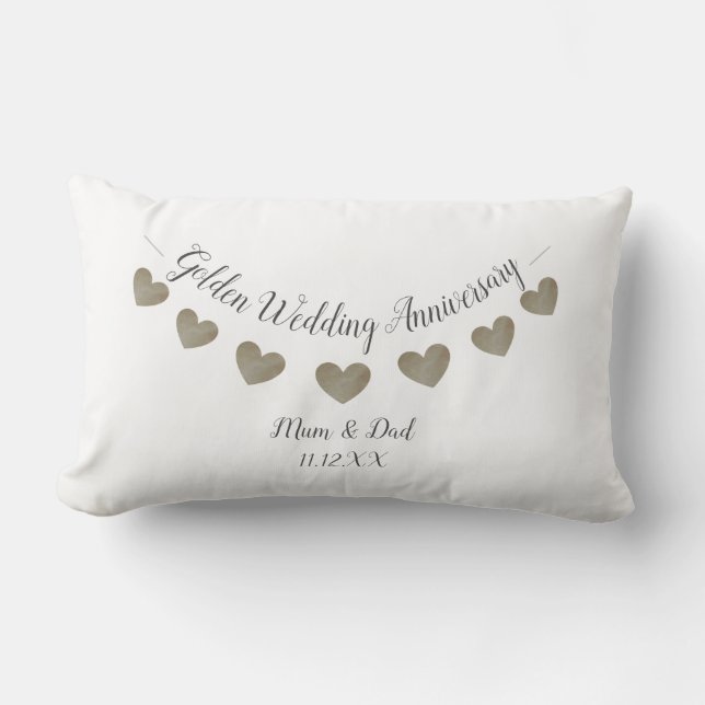 Happy 50th Wedding anniversary mum & dad Lumbar Cushion (Front)