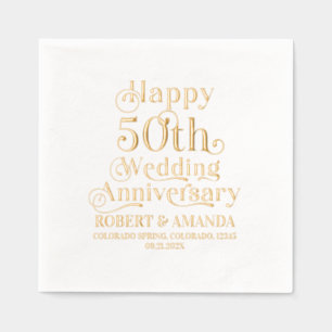Happy 50th Wedding Anniversary Retro Typography Foil Napkins
