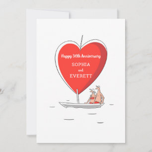 Happy 50th Wedding Anniversary Sailboat Heart Card