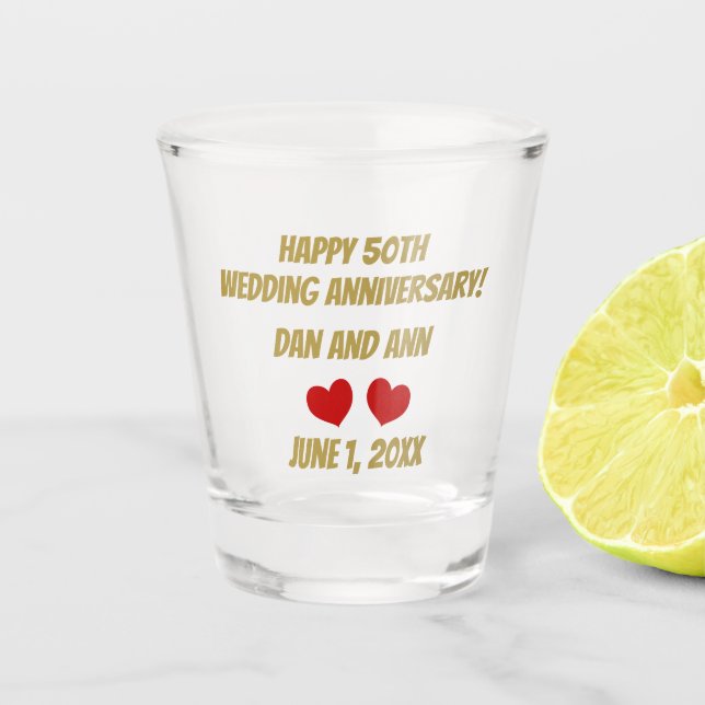 Happy 50TH Wedding Anniversary Shot Glass (Front)
