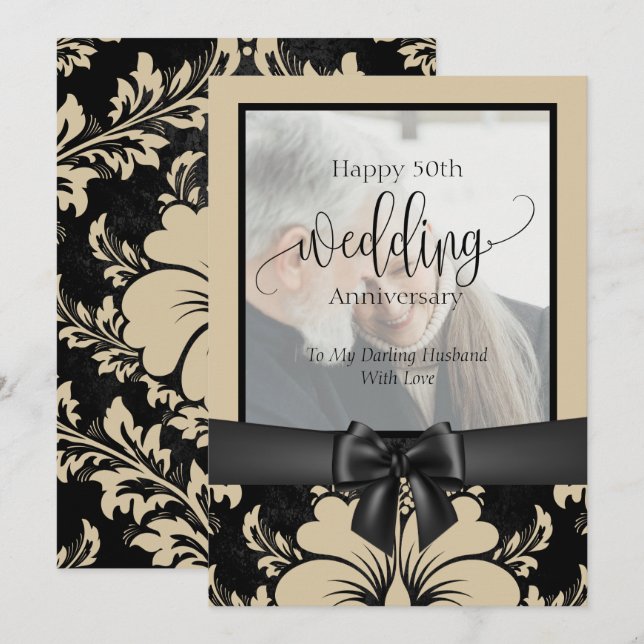 Happy 50th wedding anniversary traditional photo   invitation (Front/Back)
