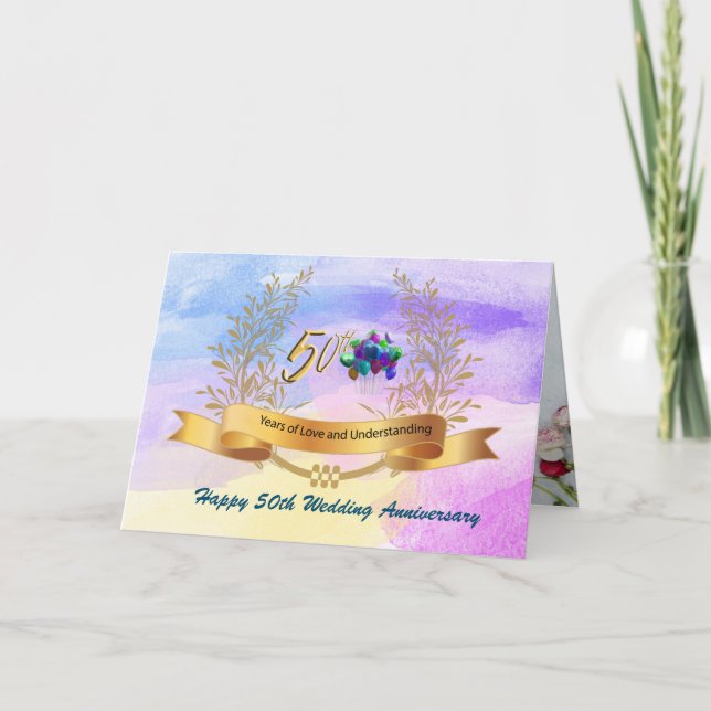 Happy 50th Wedding AnniversaryFolded Greeting Card (Front)