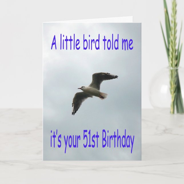 Happy 51st Birthday Flying Seagull bird Card (Front)
