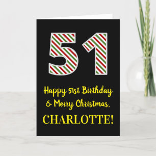 Happy 51st Birthday & Merry Christmas, Custom Name Card