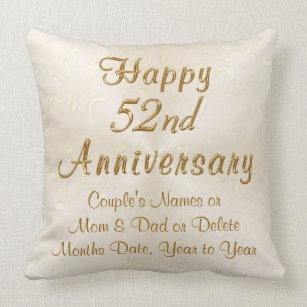 Happy 52nd Anniversary Gifts, Personalised Pillow