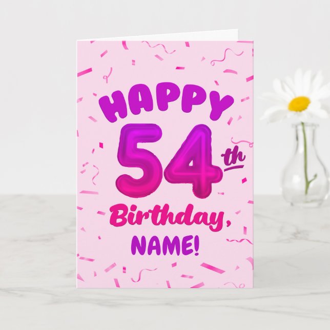 Happy 54th Birthday Card with Custom Name (Small Plant)