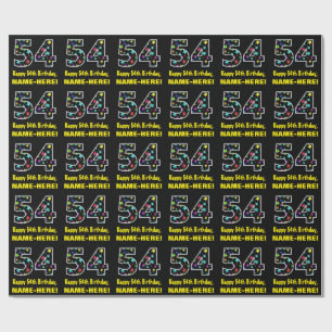 Happy 54th Birthday, Fun Colourful Stars Pattern 5 Wrapping Paper