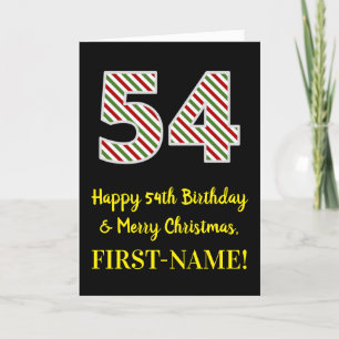Happy 54th Birthday & Merry Christmas, Custom Name Card