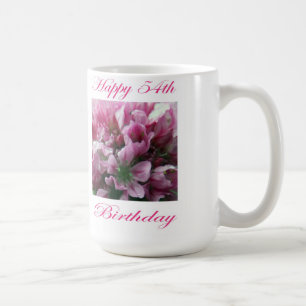 Happy 54th Birthday Pink and Green Flower Coffee Mug