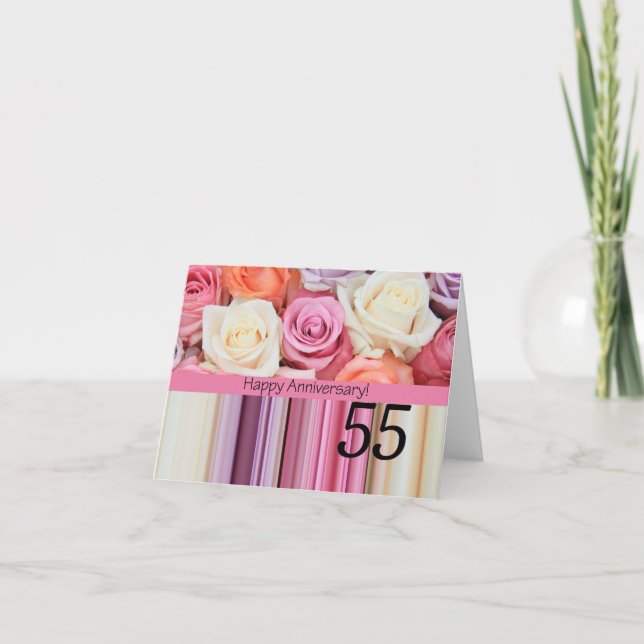 Happy 55th Anniversary roses Card (Front)