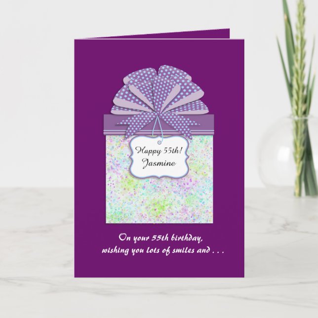 Happy 55th Birthday 3 Panel Card (Front)