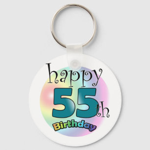 Happy 55th Birthday (blauw) Key Ring