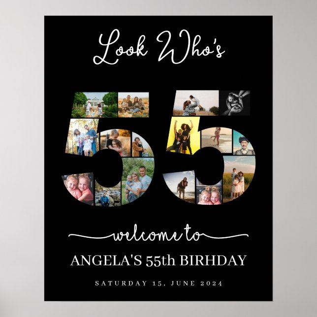 happy 55th birthday look who's 55 Photo Collage Poster (Front)