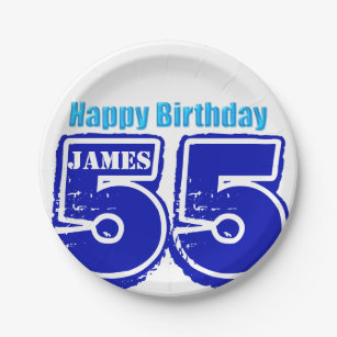 Happy 55th Birthday Personalised Paper Plate