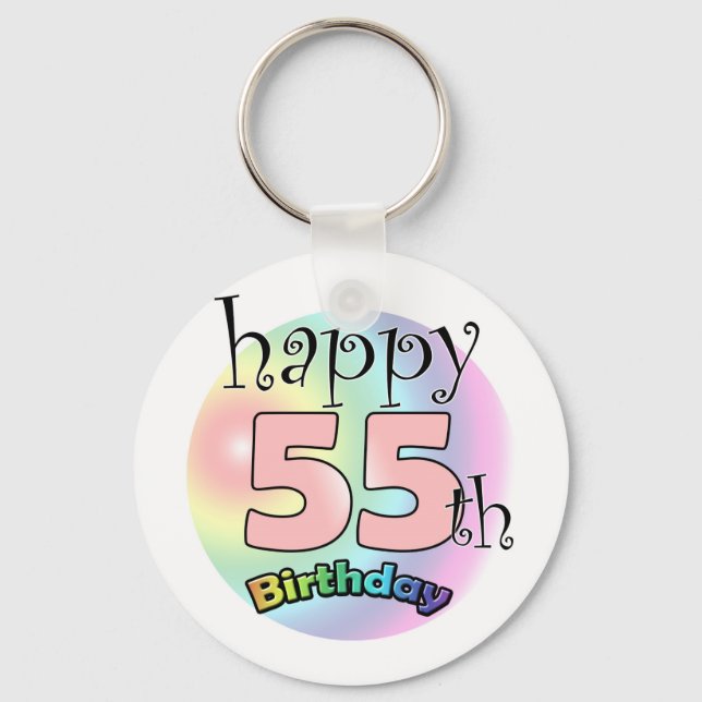 Happy 55th Birthday (roze) Key Ring (Front)
