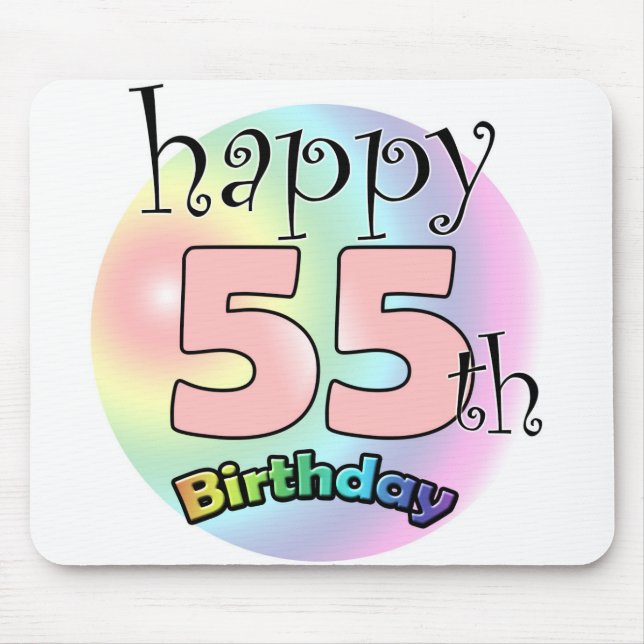 Happy 55th birthday (roze) mouse mat (Front)