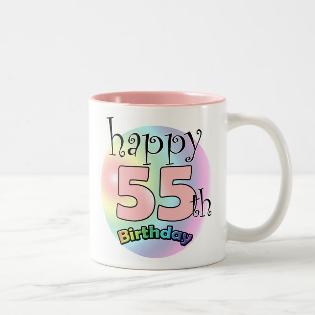 Happy 55th Birthday (roze) Two-Tone Coffee Mug (Right)
